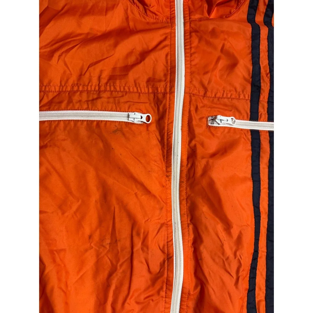 Vintage Old Navy Mens Orange Swishy Windbreaker Jacket Navy Stripe Size M